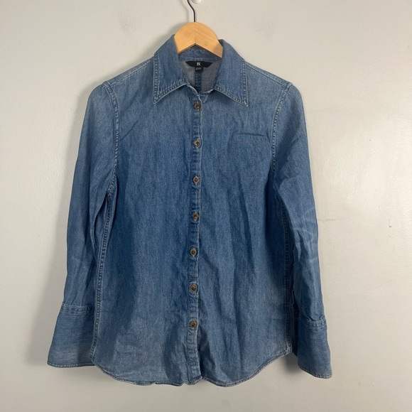 Banana republic THE PERFECT COTTON-HEMP SHIRT in medium wash size XS - Picture 1 of 7